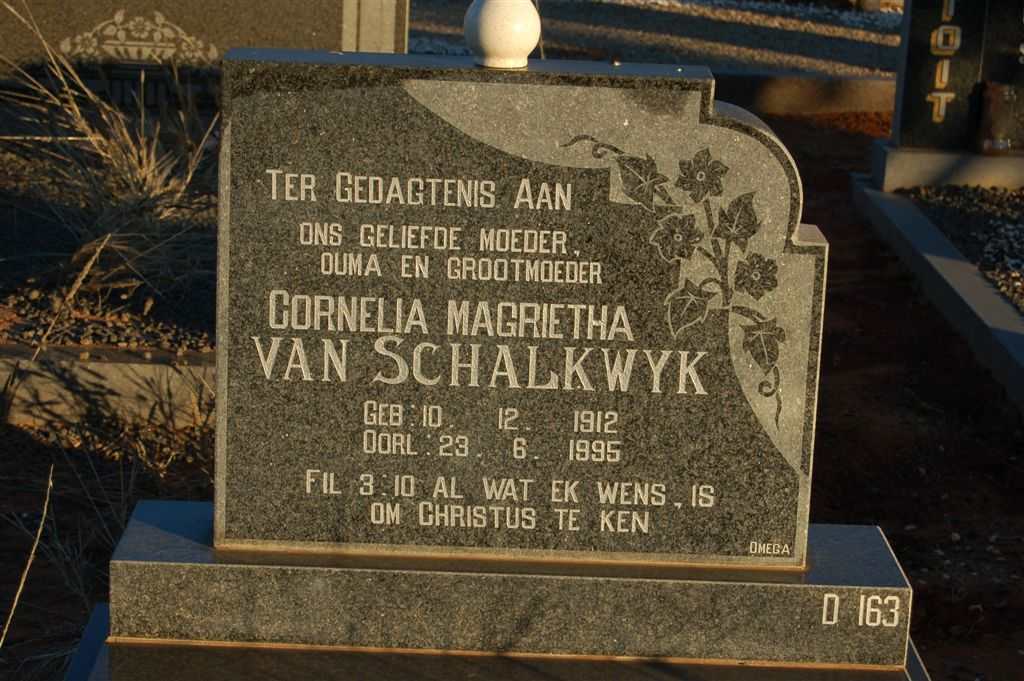 SCHALKWYK Cornelia Magrietha, van 1912-1995
