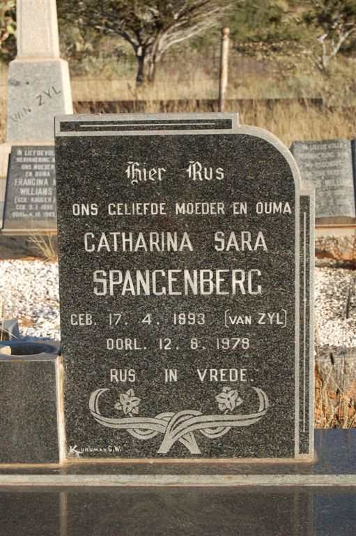 SPANGENBERG Catharina Sara nee VAN ZYL 1893-1978
