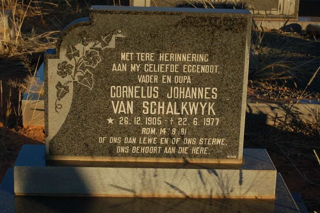 SCHALKWYK Cornelus Johannes, van 1905-1977