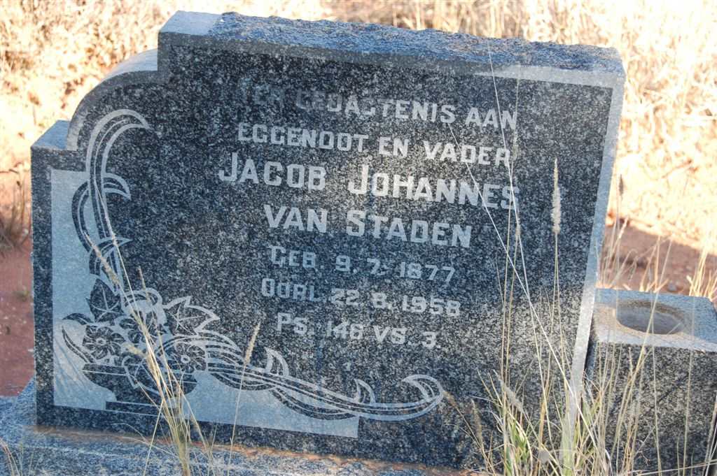 STADEN Jacob Johannes, van 1877-1958