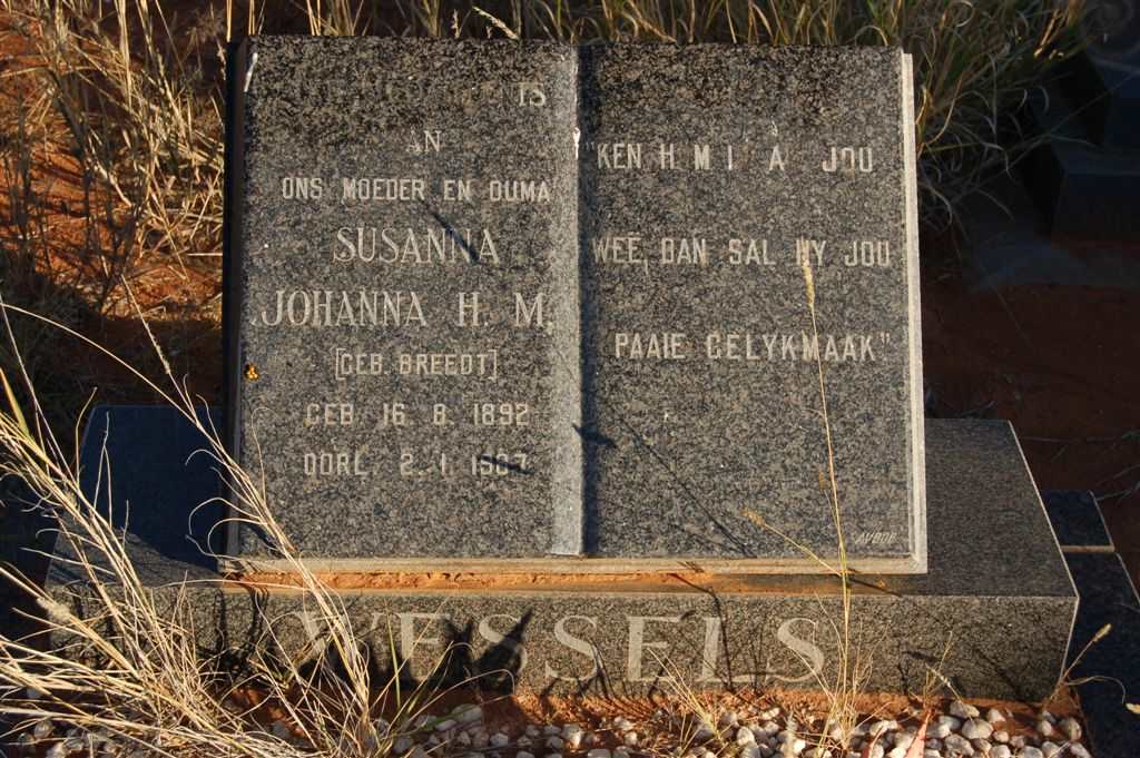 WESSELS Susanna Johanna H.M. nee BREEDT 1892-1987