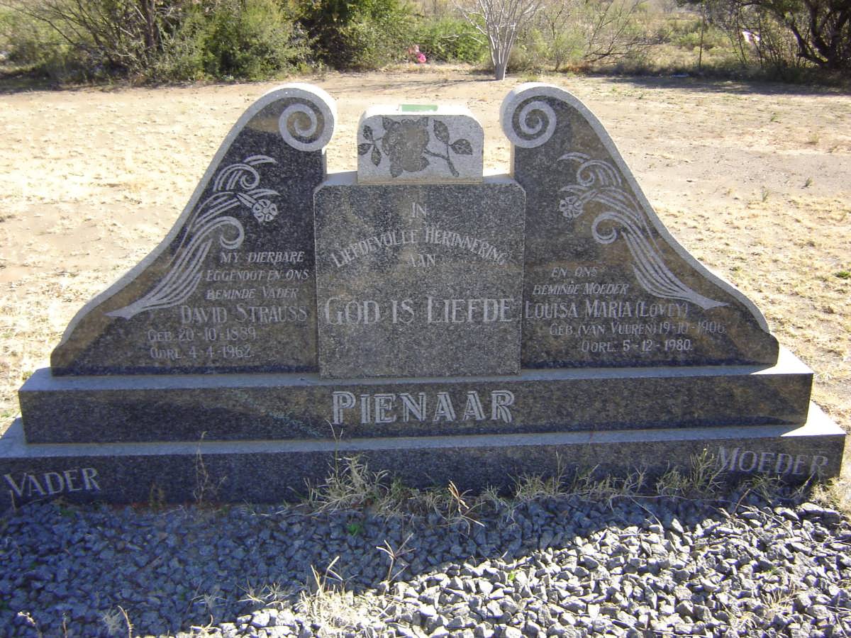 PIENAAR David Strauss 1889-1962 &amp; Louisa Maria VAN VUUREN 1906-1980