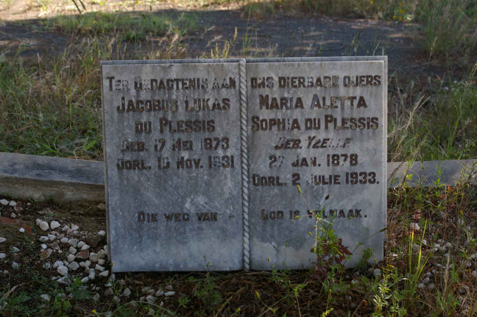 PLESSIS Jacobus Lukas, du 1873-1931 &amp; Maria Aletta Sophia YZELLE 1878-1933