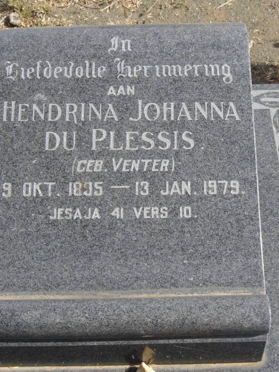 PLESSIS Hendrina Johanna, du nee VENTER 1895-1979