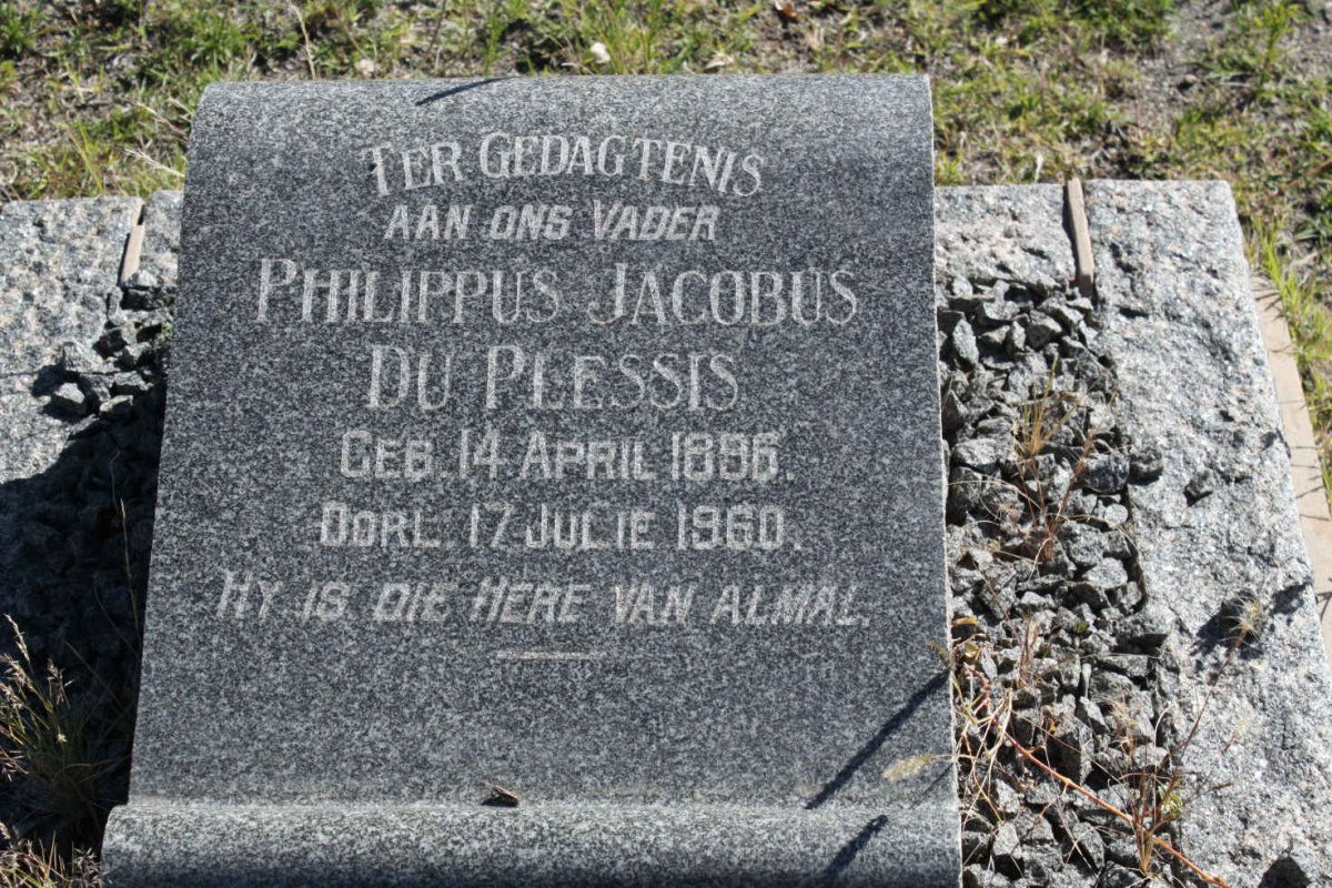 PLESSIS Philippus Jacobus, du 1896-1960