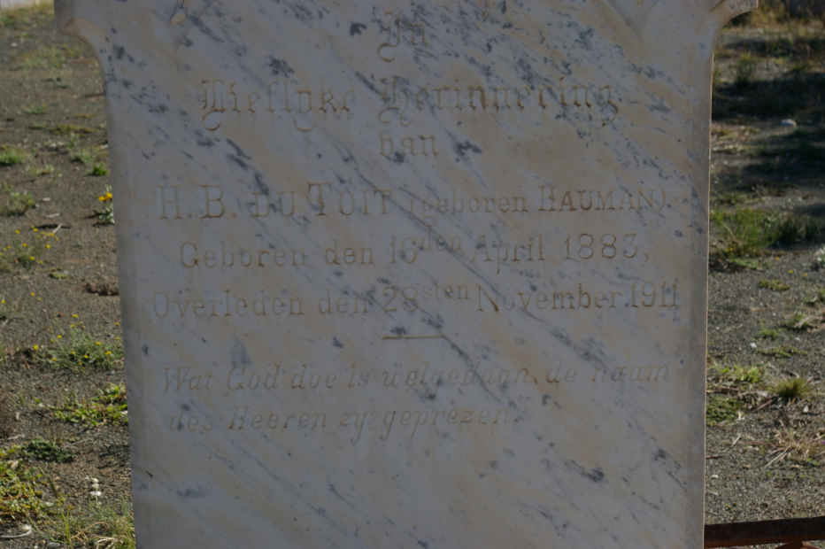 TOIT H.B., du nee HAUMAN 1883-1911