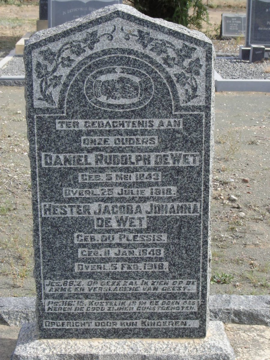 WET Daniel Rudolph, de 1843-1918 &amp; Hester Jacoba Johanna 1848-1918