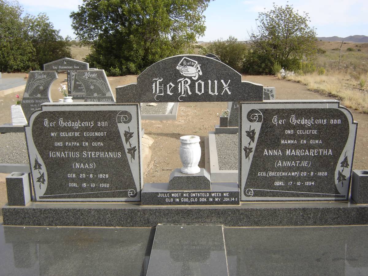 ROUX Ignatius Stephanus, le 1929-1988 &amp; Anna Margaretha BREDENKAMP 1928-1994