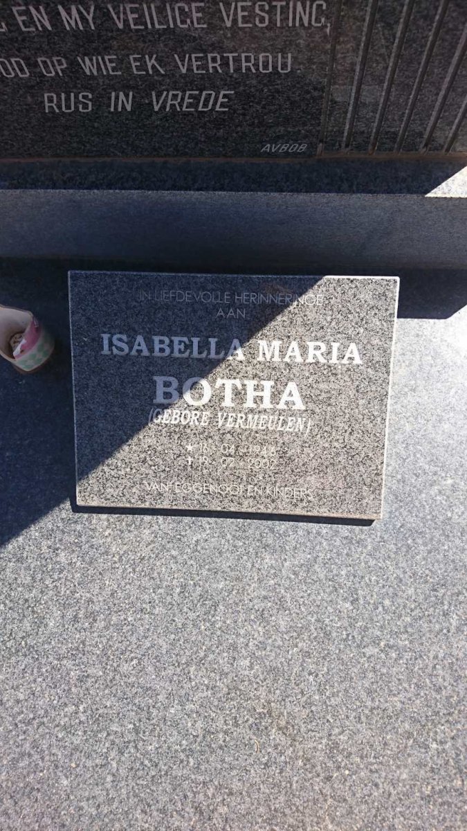 BOTHA Isabella Maria nee VERMEULEN 1946-2002