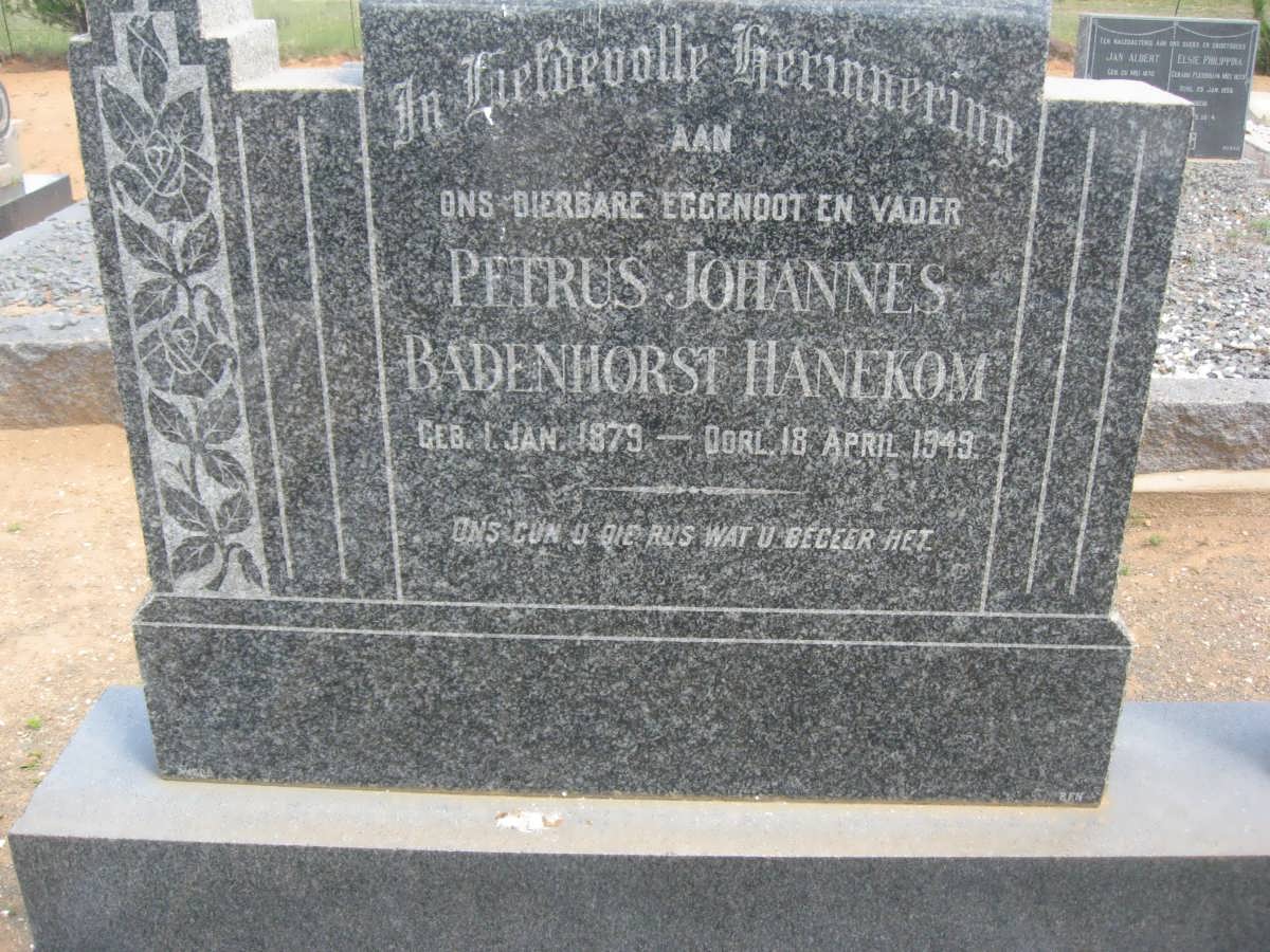 HANEKOM Petrus Johannes Badenhorst 1879-1949