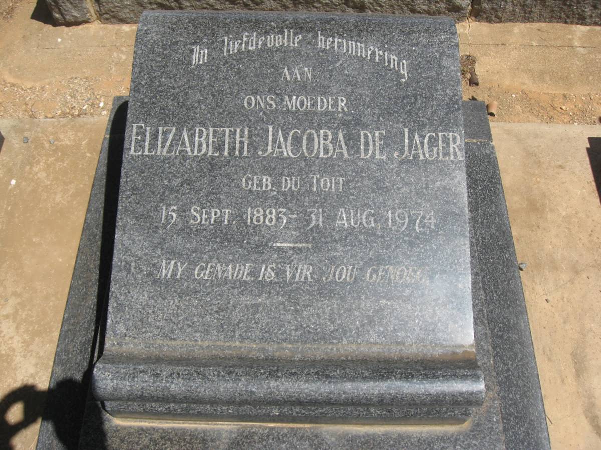 JAGER Elizabeth Jacoba, de nee DU TOIT 1883-1974