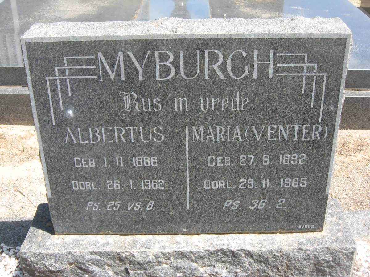 MYBURGH Albertus 1886-1962 &amp; Maria VENTER 1892-1965