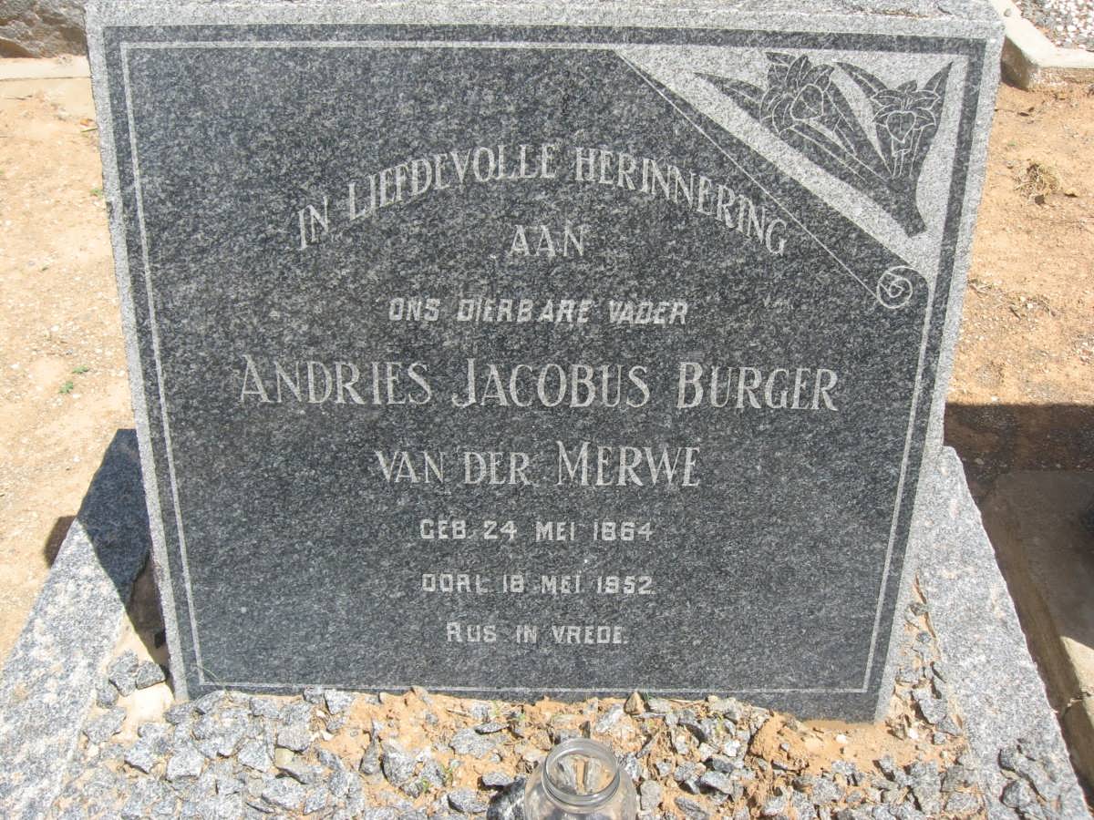 MERWE Andries Jacobus Burger, van der 1864-1952