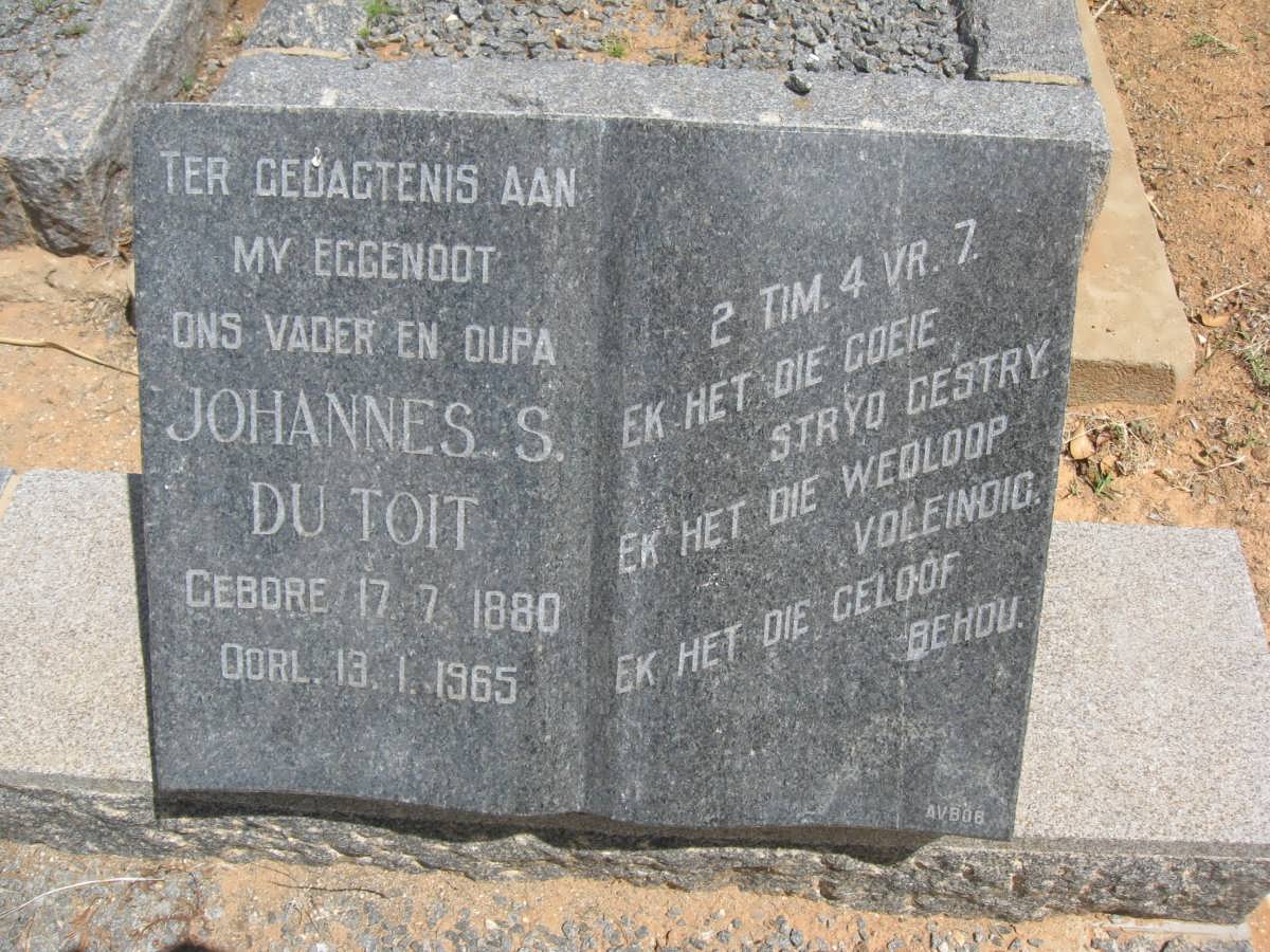 TOIT Johannes S., du 1880-1965