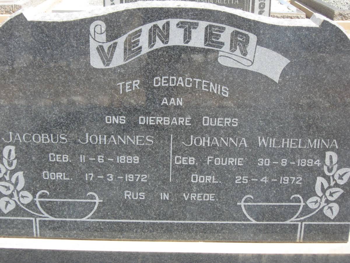 VENTER Jacobus Johannes 1889-1972 &amp; Johanna Wilhelmina FOURIE 1894-1972