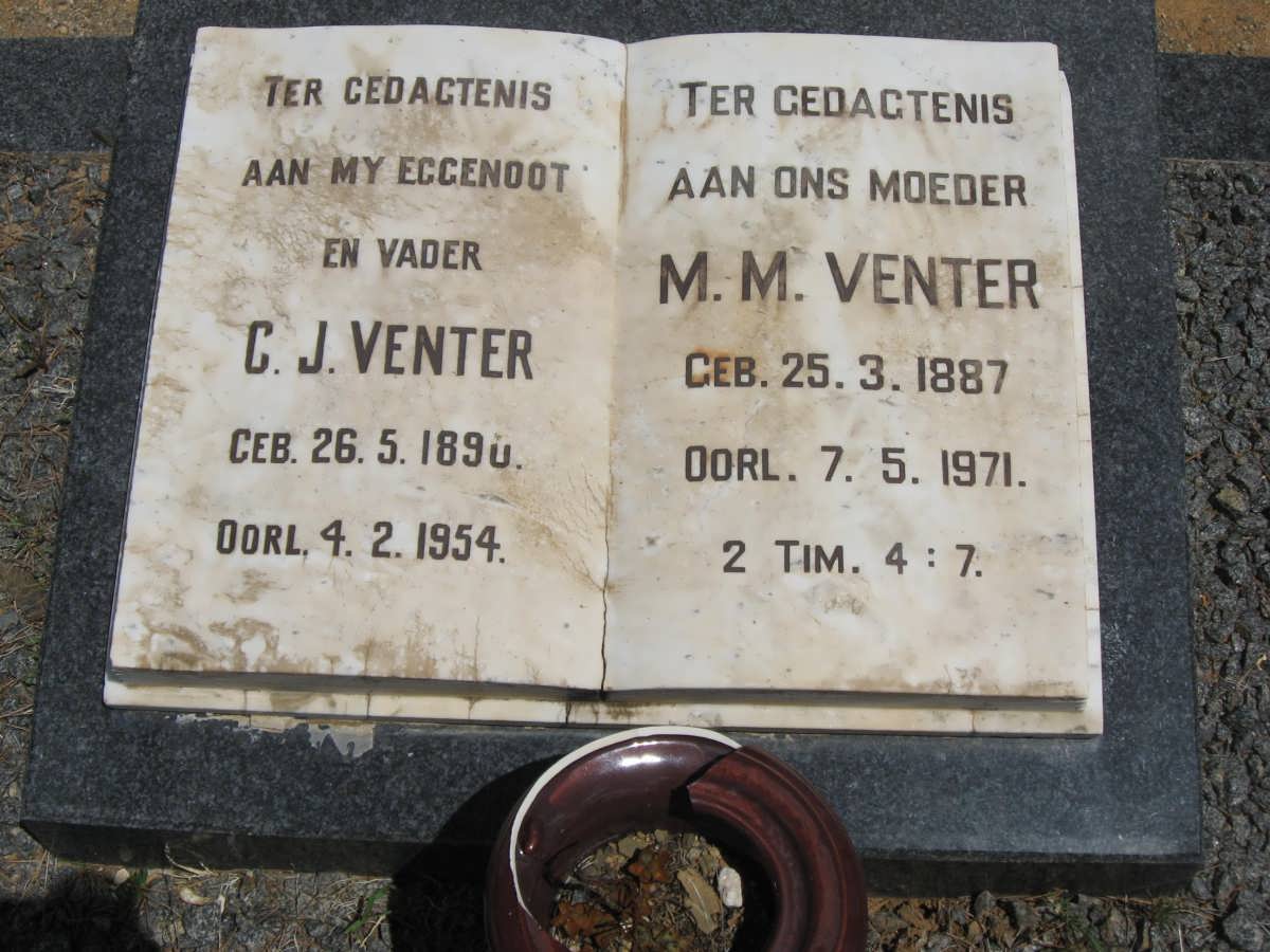 VENTER C.J. 1890-1954 &amp; M.M. 1887-1971