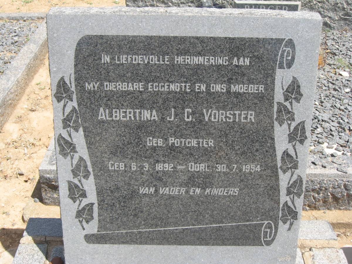 VORSTER Albertina J.C. nee POTGIETER 1892-1954