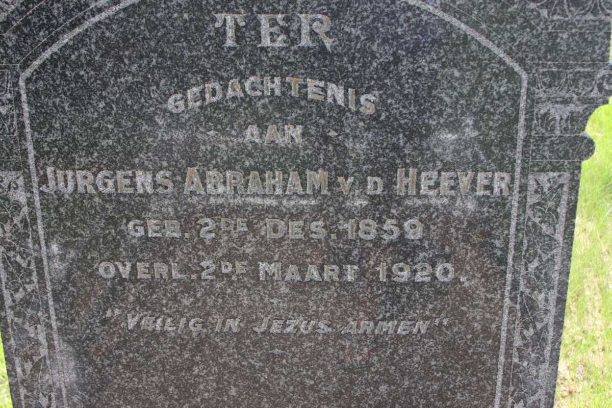 HEEVER Jurgens Abraham, v.d. 1859-1920