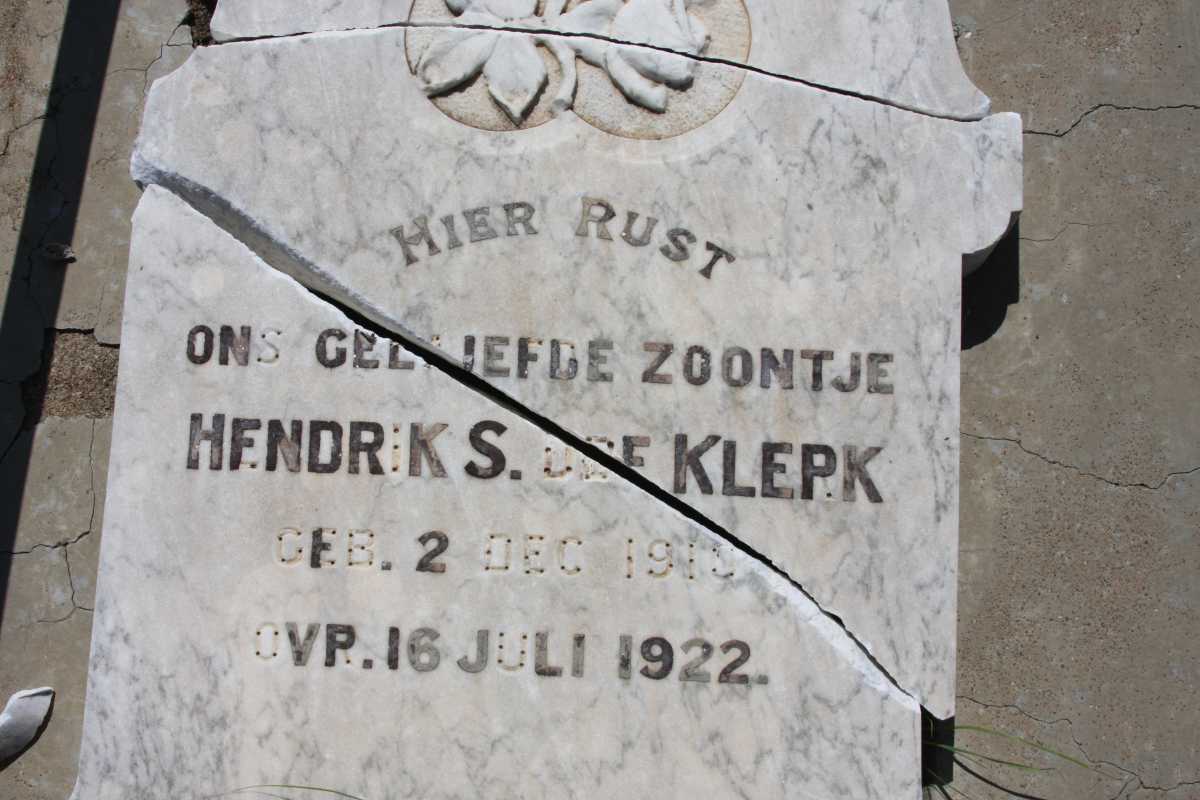 KLERK Hendrik S., de 1910-1922
