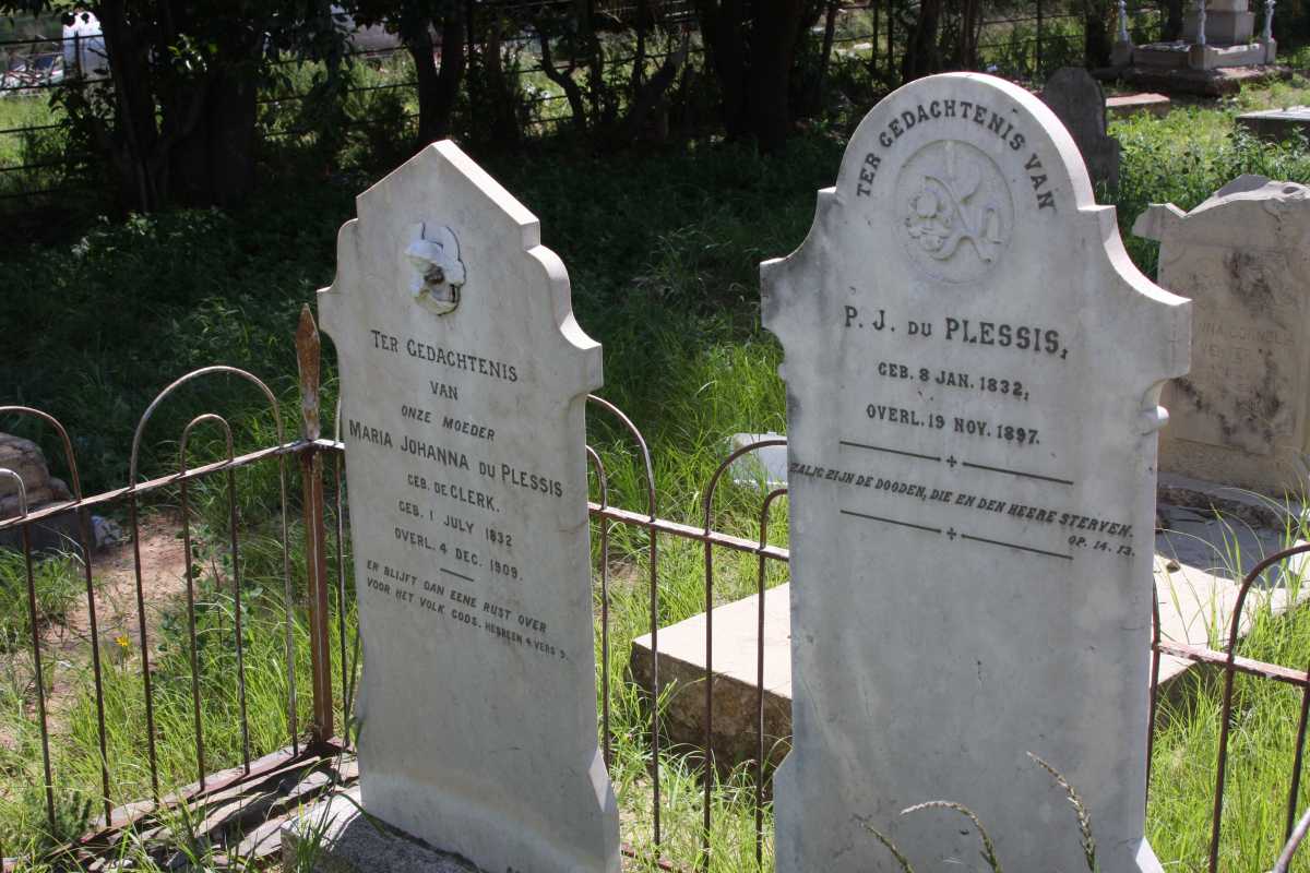 PLESSIS P.J. du 1832-1897 &amp; Maria Johanna DE CLERK 1832-1909 