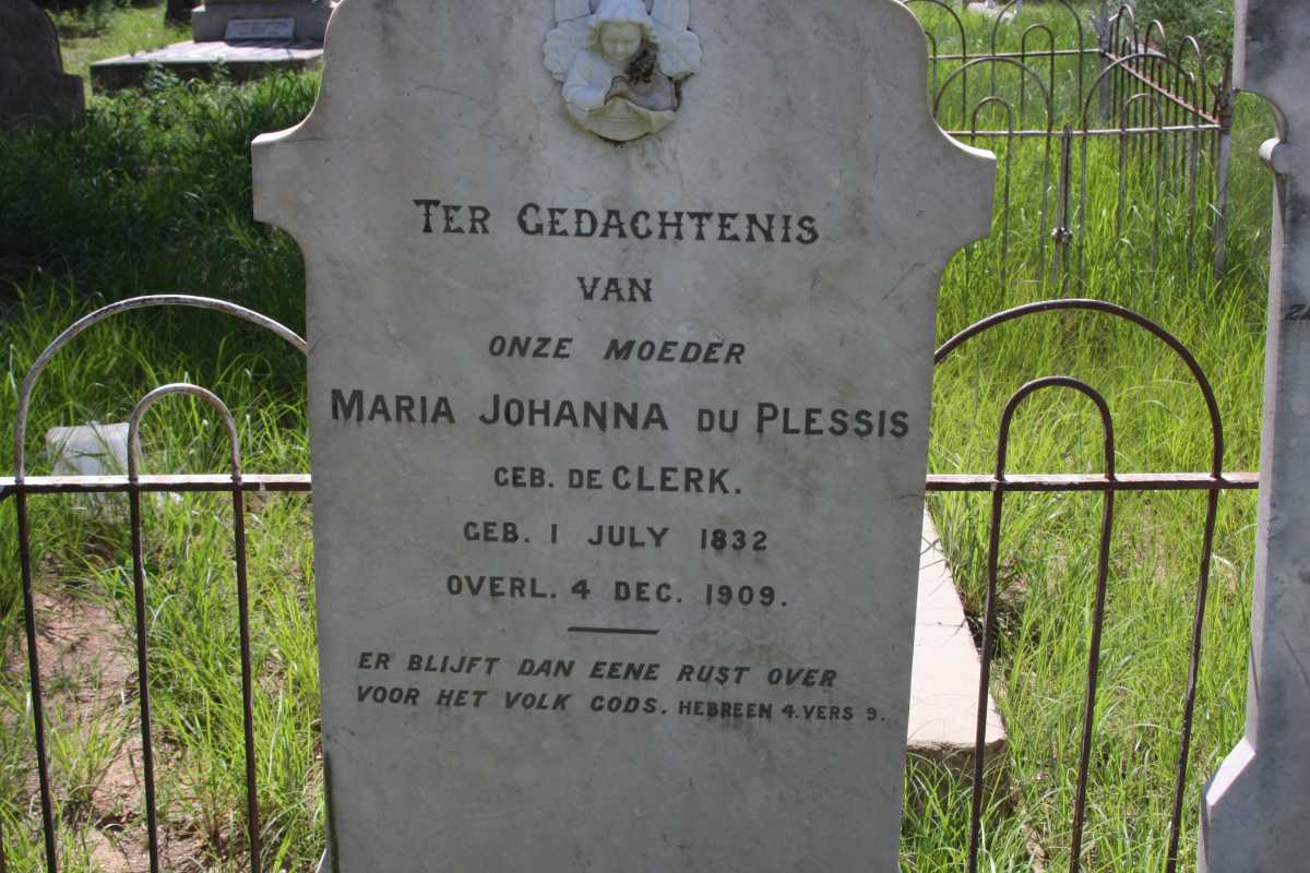 PLESSIS Maria Johanna, du nee DE CLERK 1832-1909 