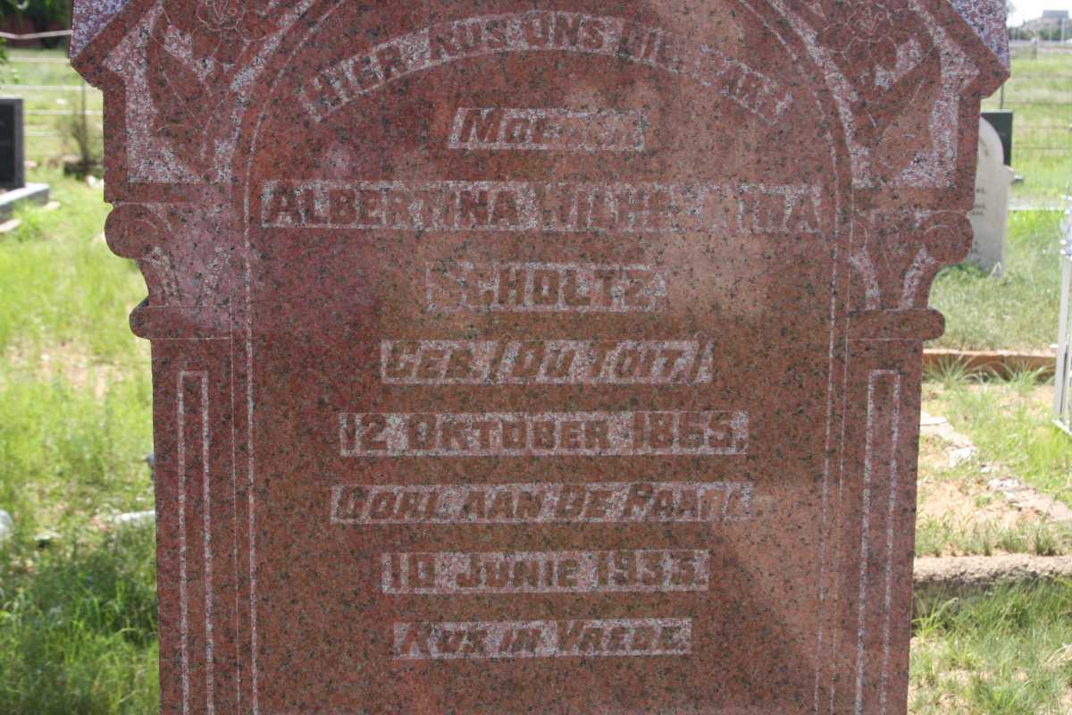SCHOLTZ Albertina Wilhelmina nee DU TOIT 1865-1933