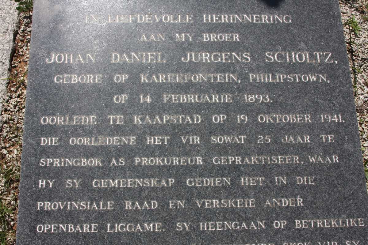 SCHOLTZ Johan Daniel Jurgens 1893-1941