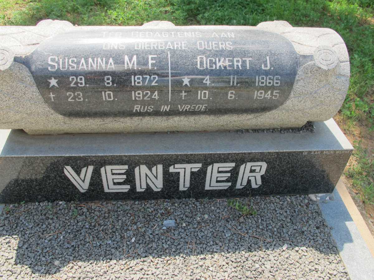 VENTER Ockert J. 1866-1945 &amp; Susanna M.F. 1872-1924