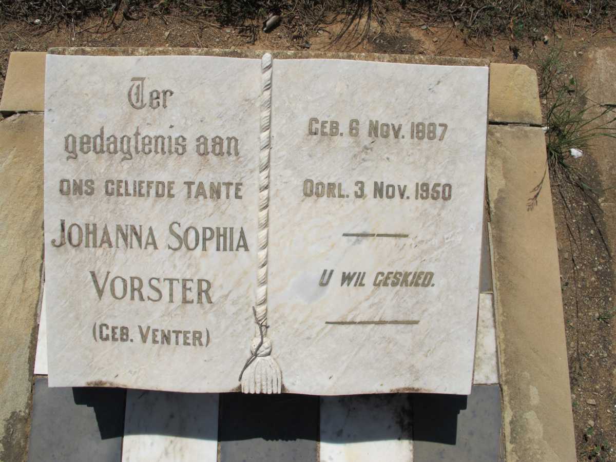 VORSTER Johanna Sophia nee VENTER 1887-1950