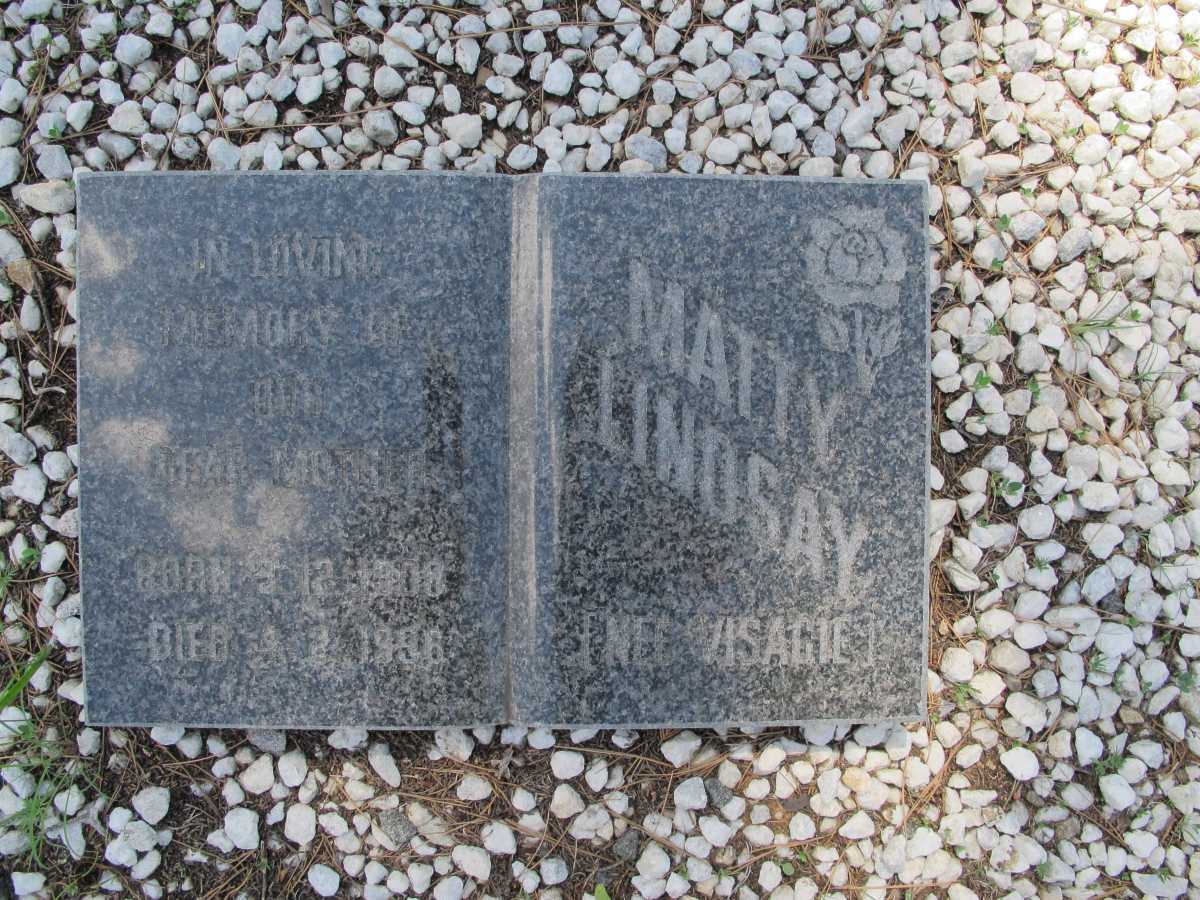 LINDSAY Matty nee VISAGIE 1908-1996