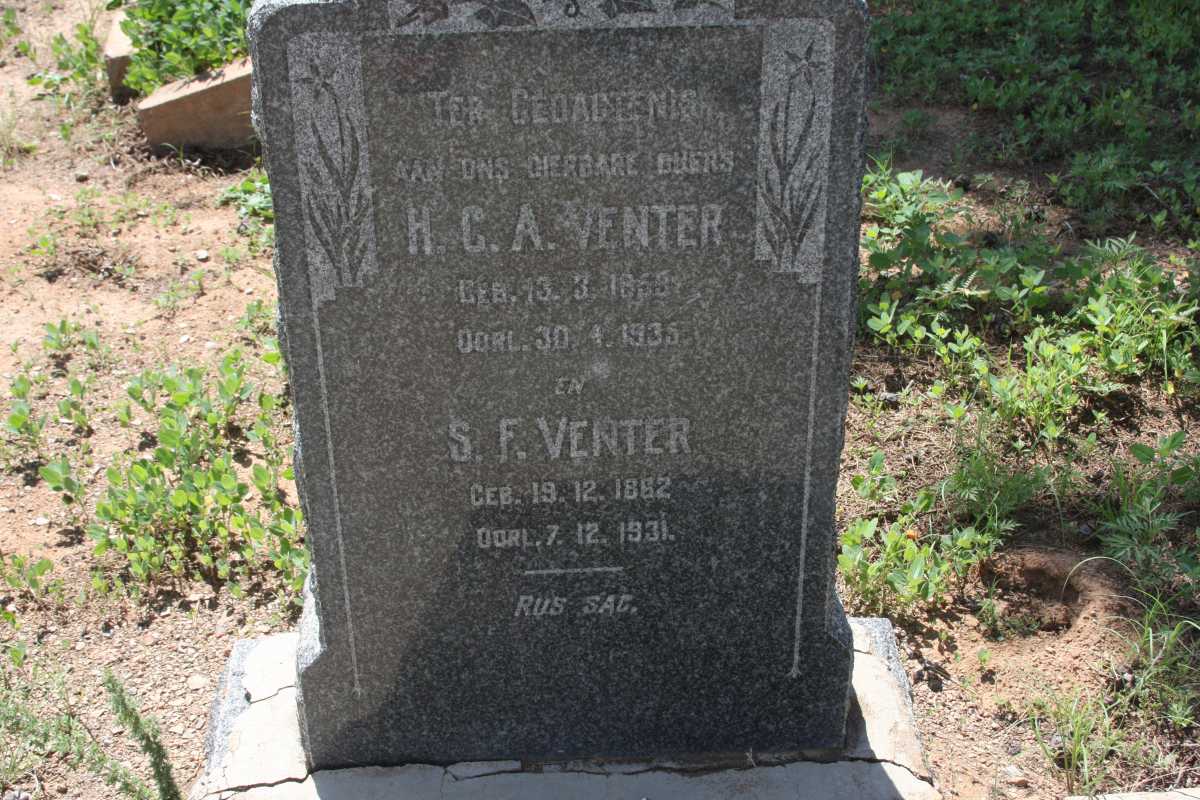 VENTER H.C.A. 1859-1935 &amp; S.F. 1862-1931