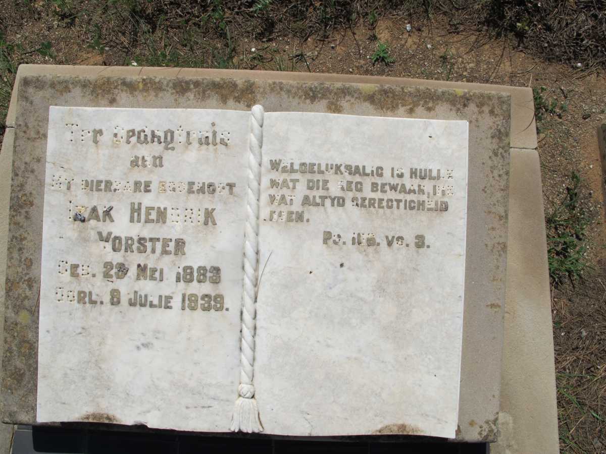 VORSTER Izak Hendrik 1883-1939