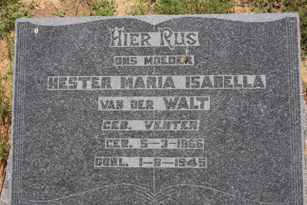WALT Hester Maria Isabella, van der nee VENTER 1866-1945