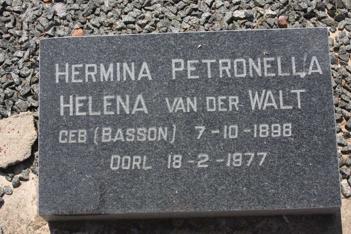 WALT Hermina Petronella Helena, van der nee BASSON 1898-1977