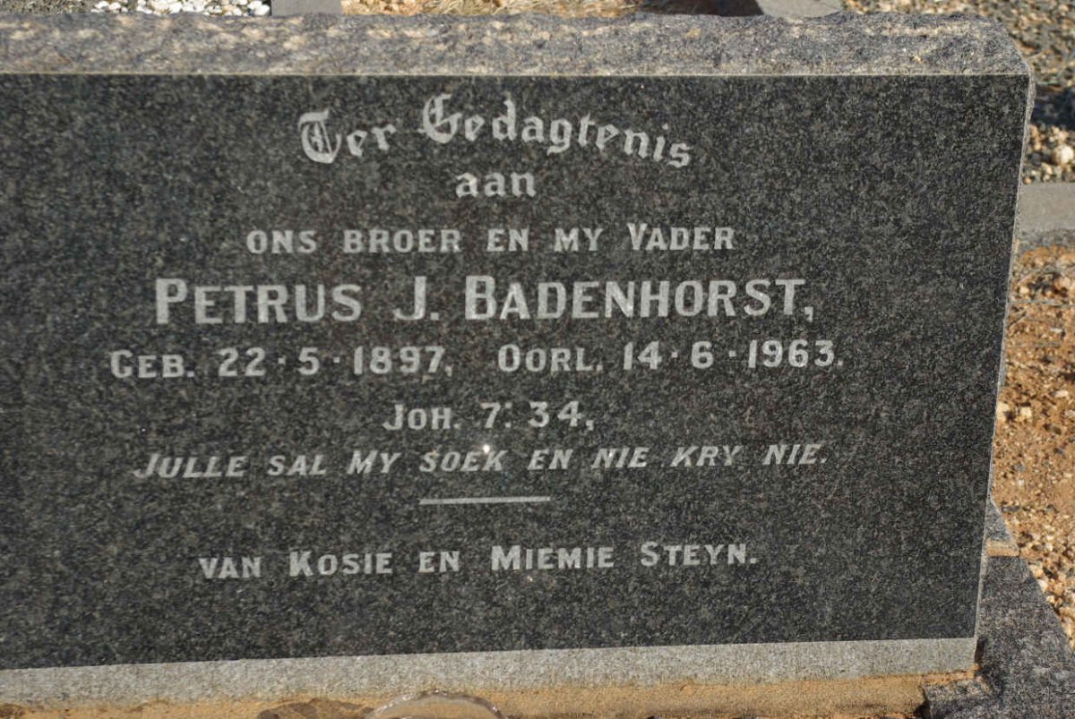 BADENHORST Petrus J. 1897-1963