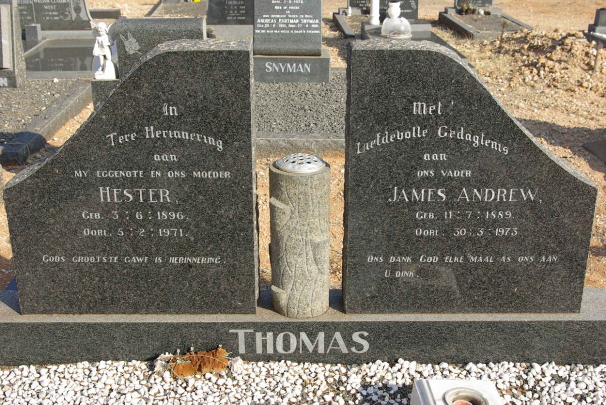 THOMAS James Andrew 1889-1973 &amp; Hester 1896-1971