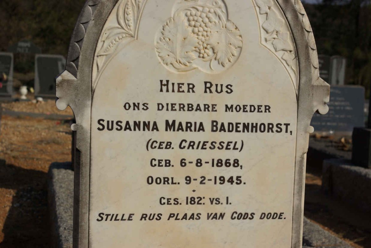 BADENHORST Susanna Maria nee GRIESSEL 1868-1945