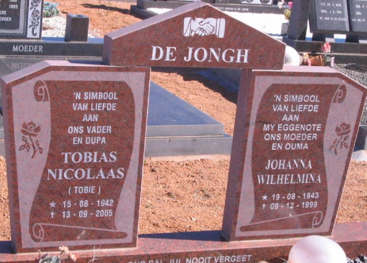 JONGH Tobias Nicolaas, de 1942-2005 &amp; Johanna Wilhelmina 1943-1999