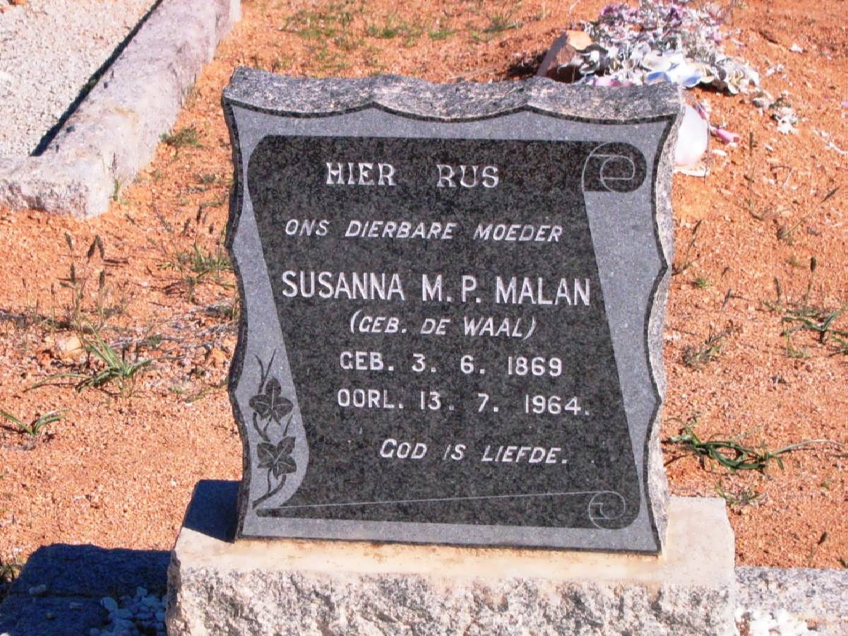 MALAN Susanna M.P. nee DE WAAL 1969-2006