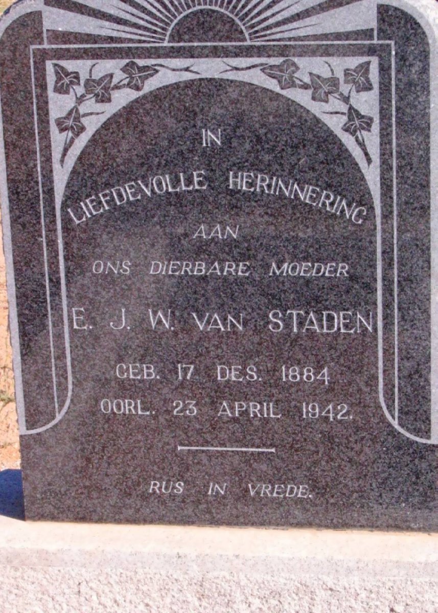 STADEN E.J.W., van 1884-1942