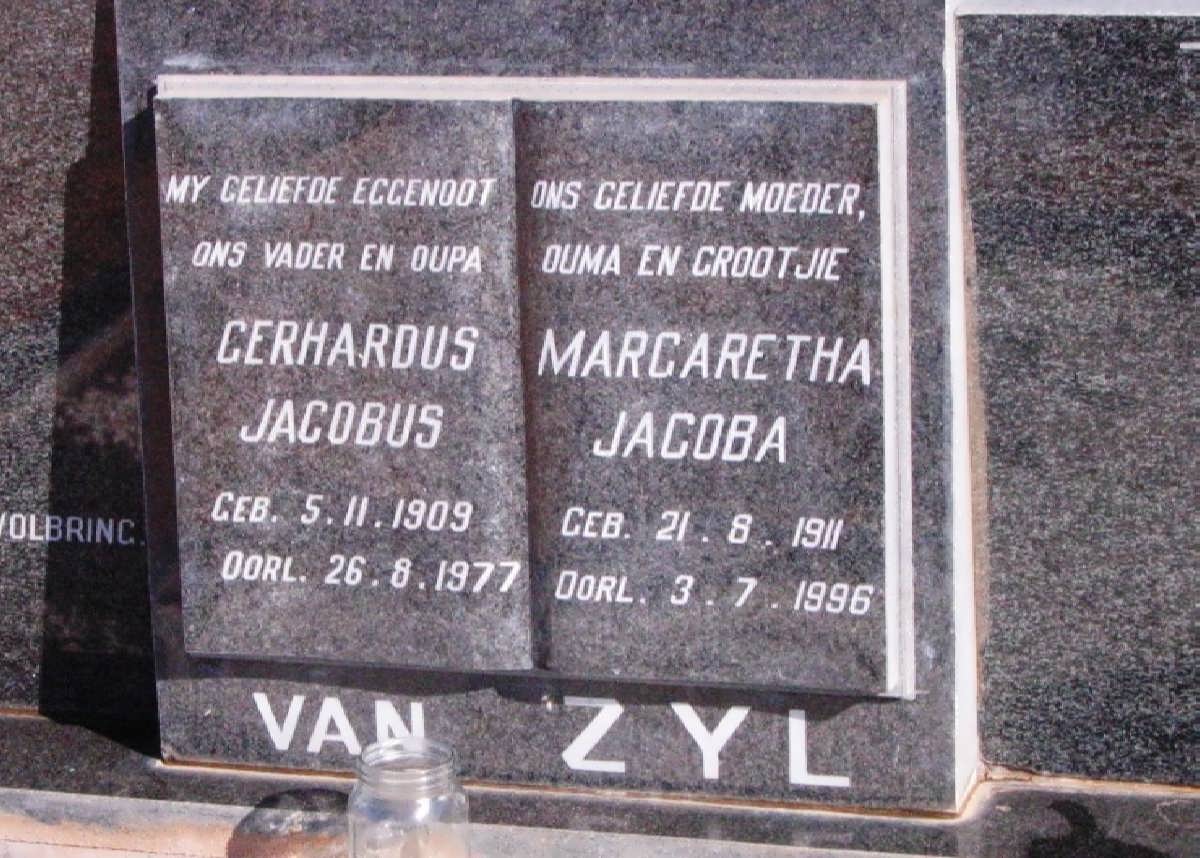 ZYL Gerhardus Jacobus, van 1909-1977 &amp; Margaretha Jacoba 1911-1996