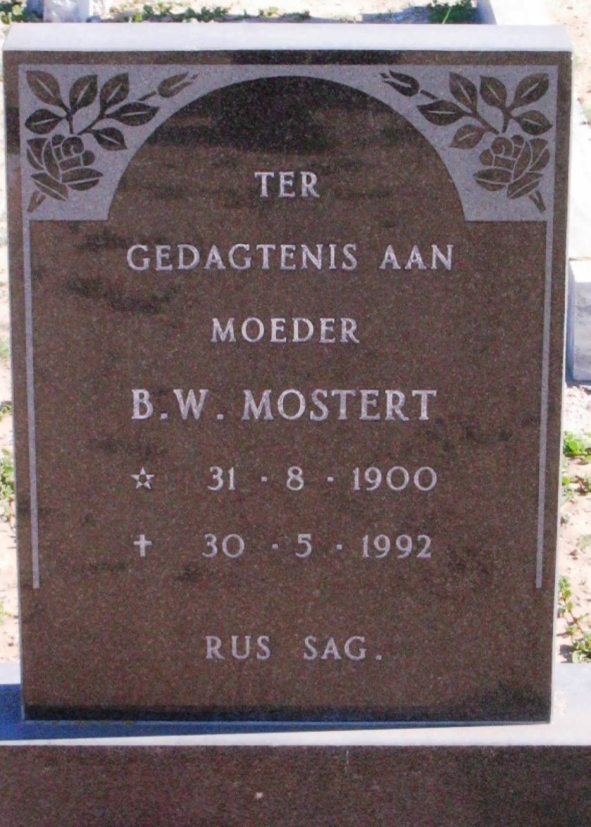 MOSTERT B.W. 1900-1992