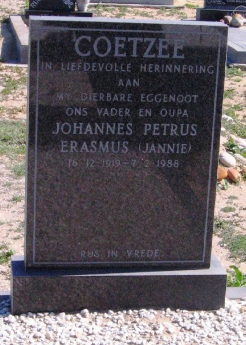 COETZEE Johannes Petrus Erasmus 1919-1988