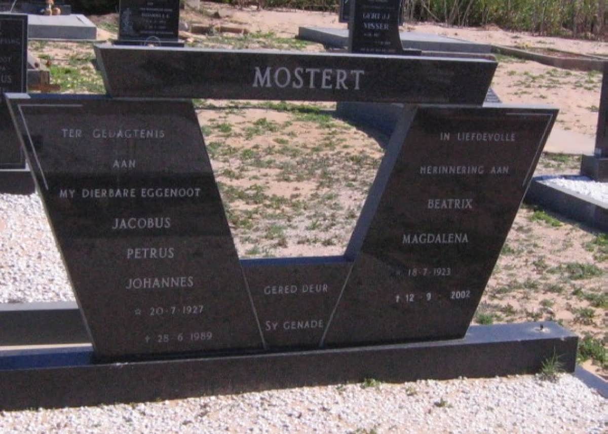 MOSTERT Jacobus Petrus Johannes 1927-1989 &amp; Beatrix Magdalena 1923-2002