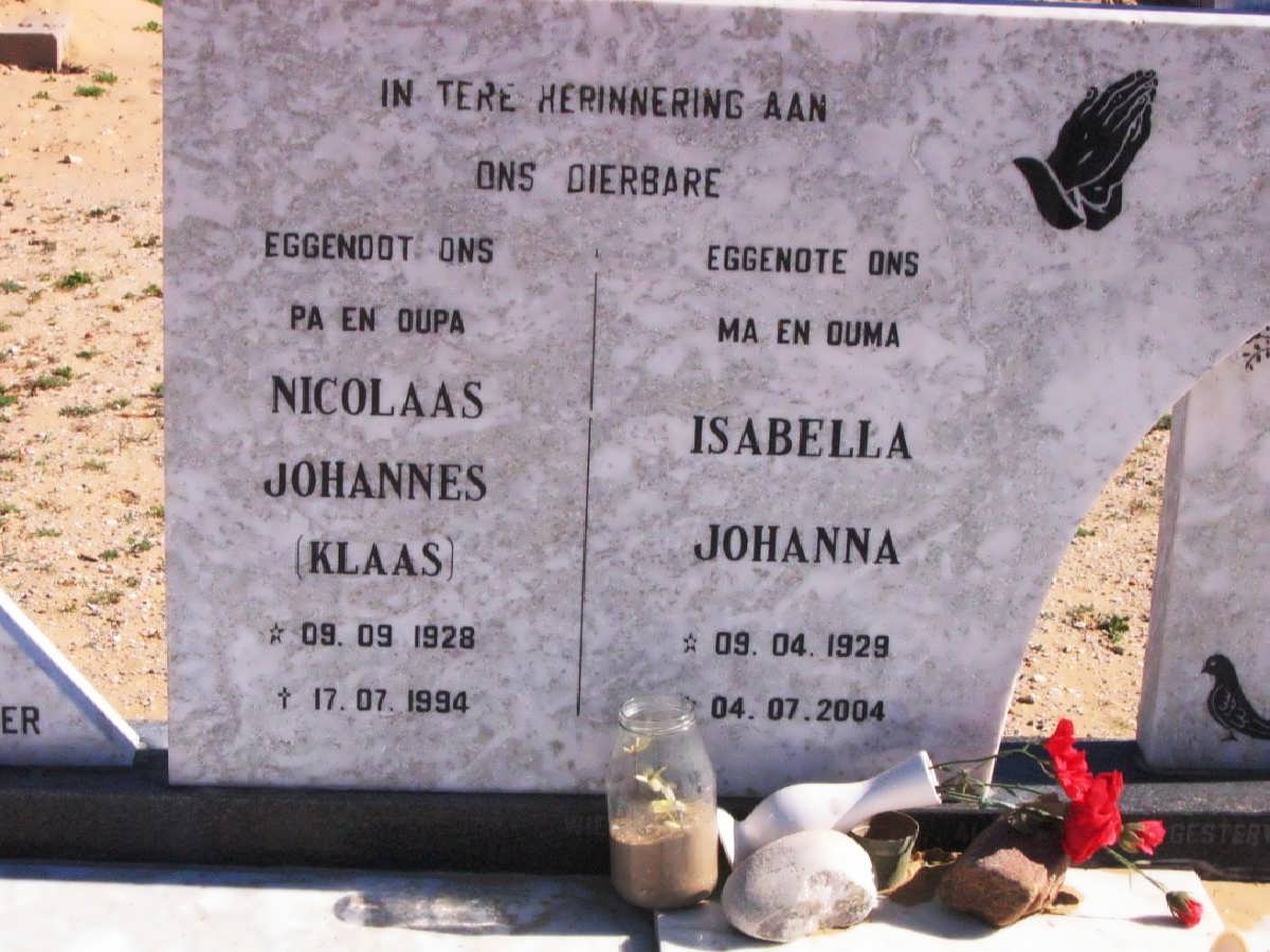 KOTZE Nicolaas Johannes 1928-1994 &amp; Isabella Johanna 1929-2004