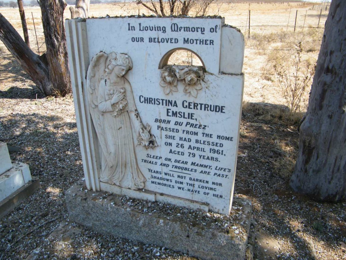 EMSLIE Christina Gertrude nee DU PREEZ -1961