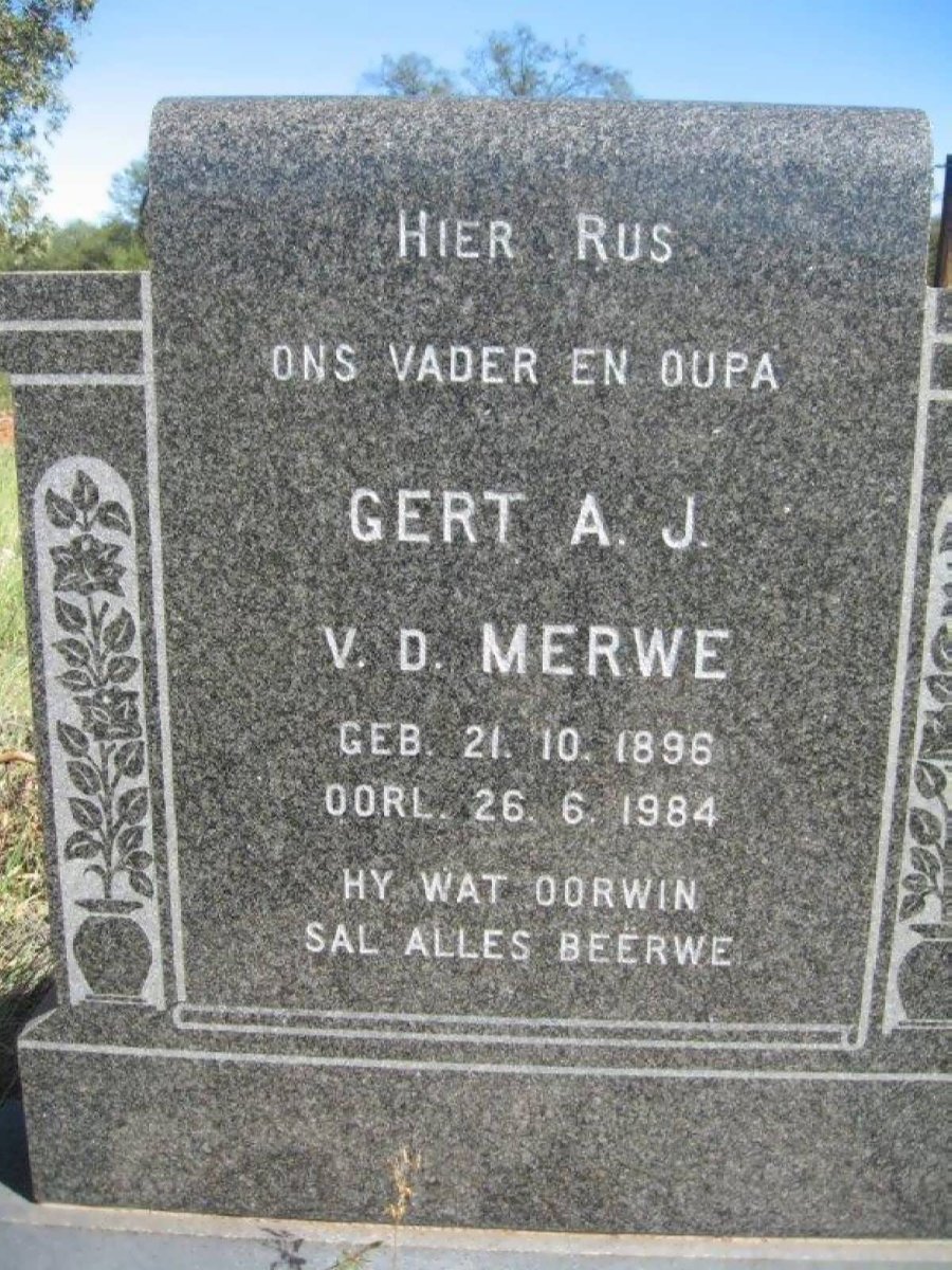 MERWE Gert A.J., v.d. 1896-1984