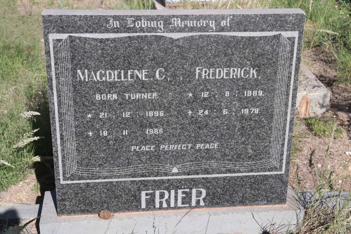 FRIER Frederick 1889-1978 & Magdelene C. TURNER 1896-1986
