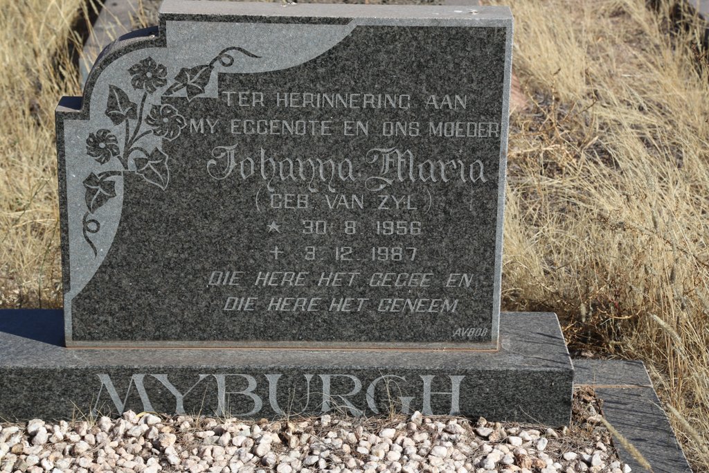 MYBURGH Johanna Maria nee VAN ZYL 1956-1987