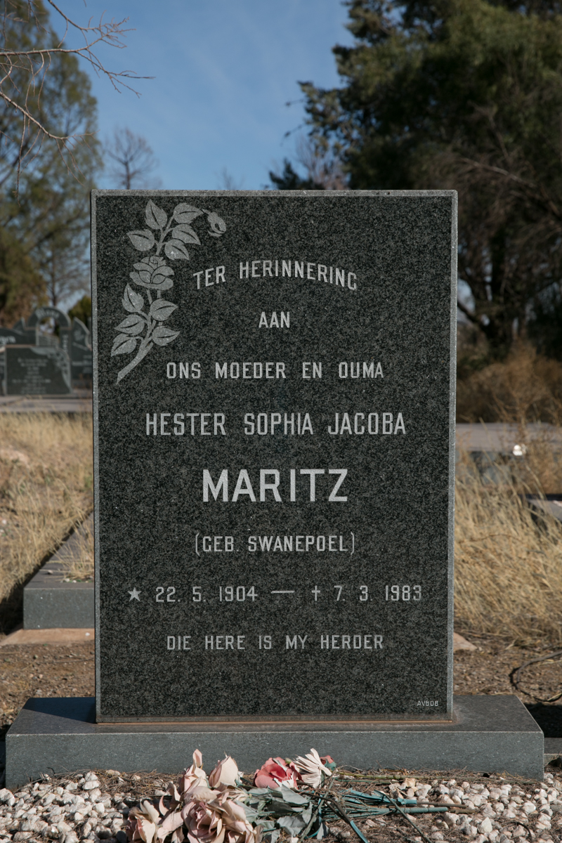 MARITZ Hester Sophia Jacoba nee SWANEPOEL 1904-1983